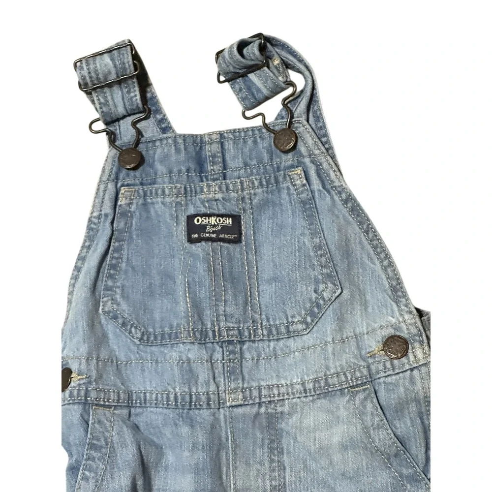 OshKosh B'gosh Kids Blue Denim Bib Overalls Light Wash Cotton 3T
